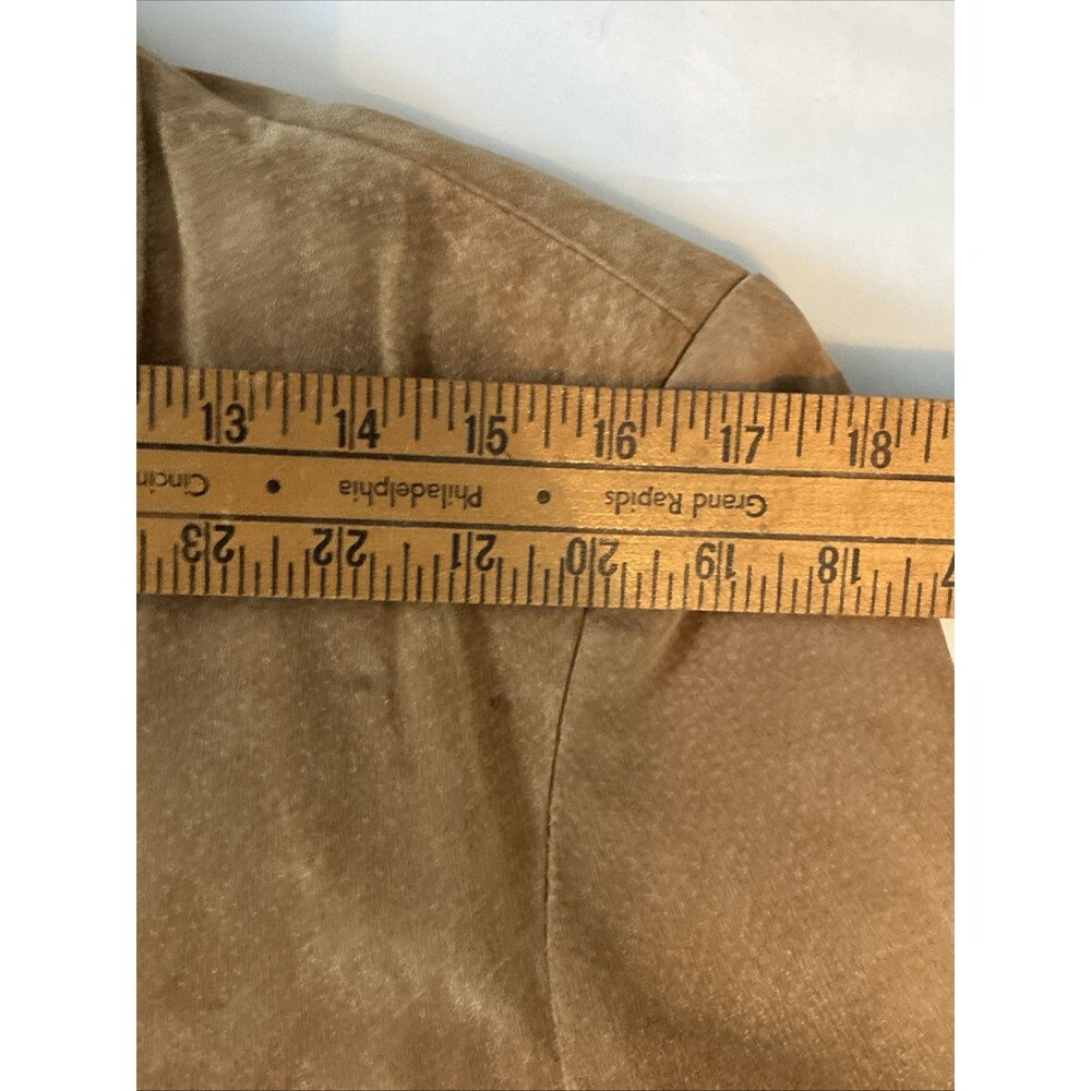 Style & Co Tan Suede Leather Jacket Blazer Sz PL Structured Western Earthy Boho - Picture 10 of 16